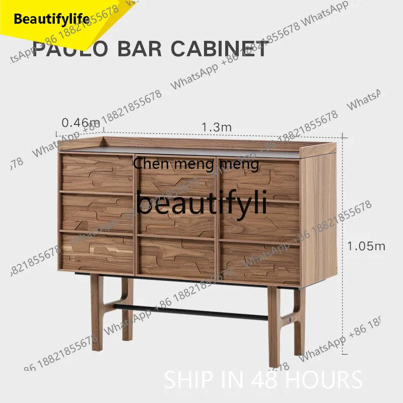 

A32 All solid wood bookcase North American storage wine cabinet living room display home TV side cabinet