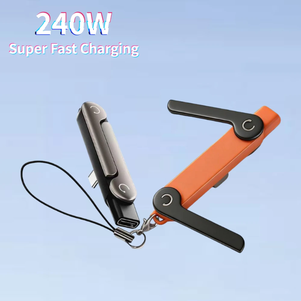Carregador de Telefone Super Rápido 240W USB Tipo C com Suporte Invisível Dobrável para iPhone 17 16