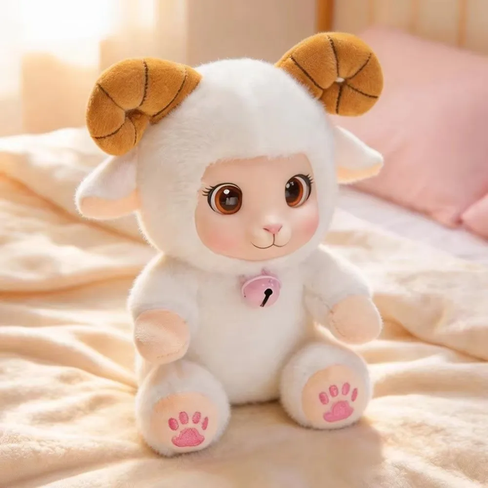 Soft Vinyl Plush Toy Lamb Stuffed Texture Random Accessory Color Stuffed Animal Sheep Room Accent With Bell Cuddly Sheep Figure