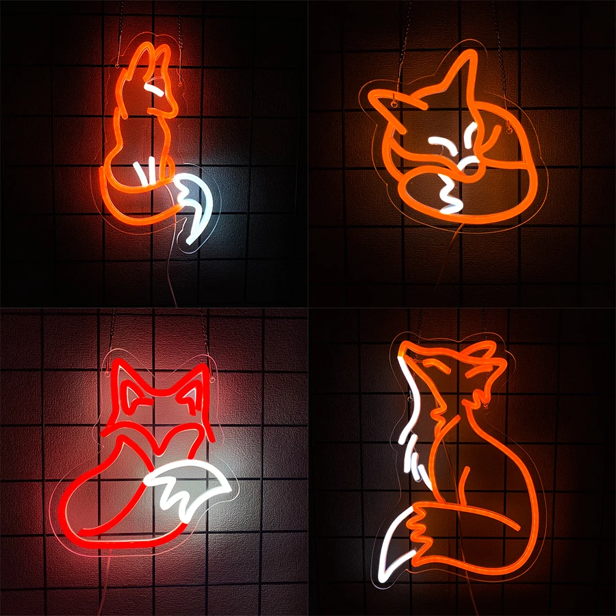 Anime Fox Led Neon Sign, Animal Icon Wall Decor, Bedroom Home Game Room Man Cave Bar Sign, Gifts For Teenagers And Fox Lovers.