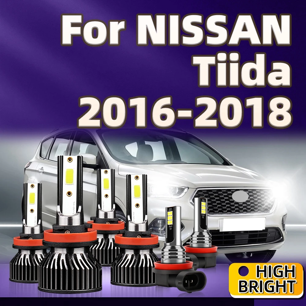 

6Pcs H11 30000Lm High Bright LED Headlight Fog Lights Kit 6000K White Turbo Cooling Fan For NISSAN Tiida 2016 2017 2018