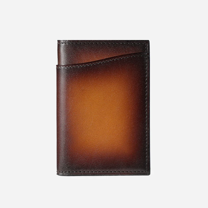 DIMY 2026 Original Handmade Genuine Leather Handmade Brushing Simple Plant tanned Cowhide Vertical Card Bag Creative Gift