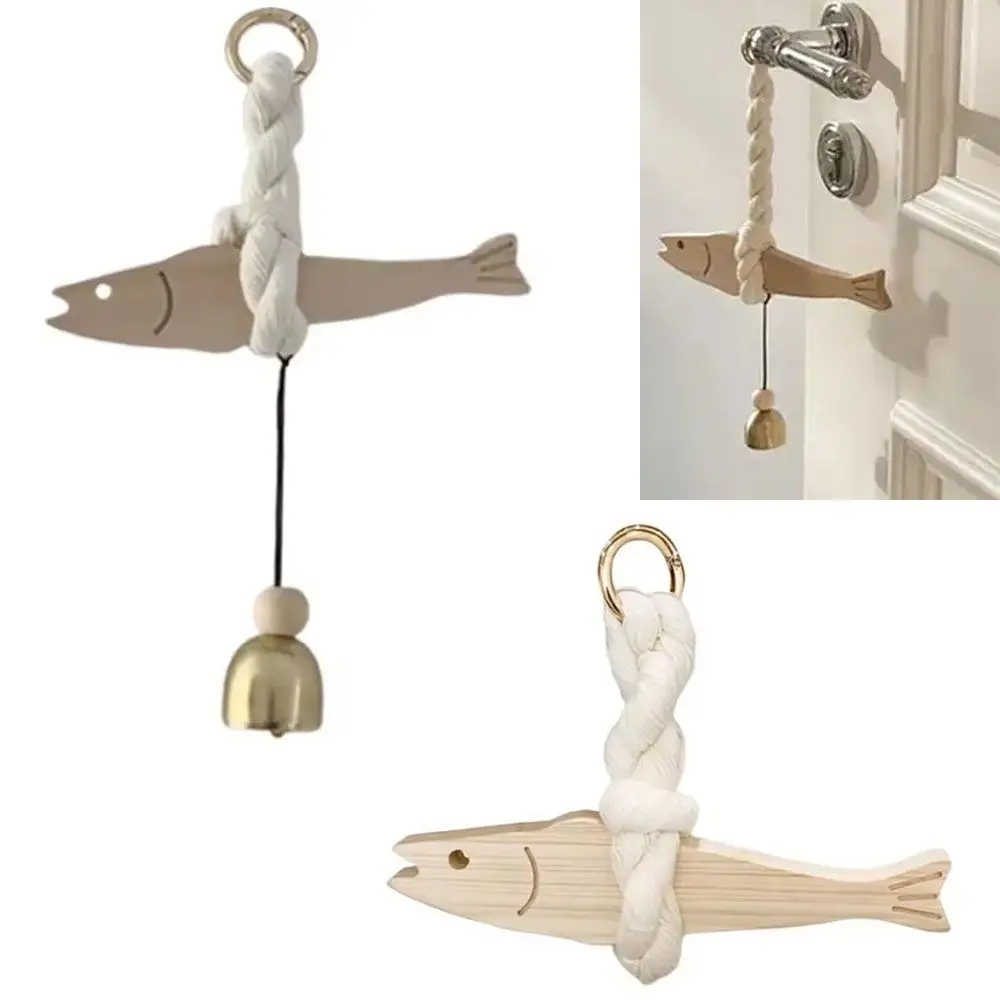 

Fish Hanging Decoration Wooden Fish Car Ornament with Bell Ultra-thin Pollack Door Pendant Hangable Fish Wall Art Bedroom Decor
