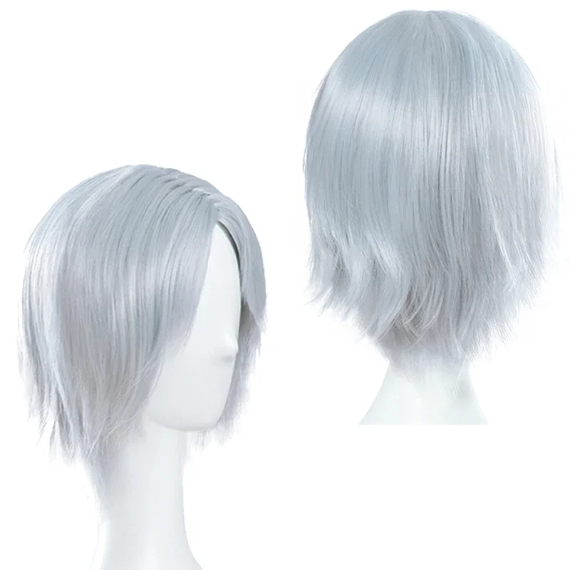 Dante Wig Game DMC 5 Cosplay Costume Accessories Synthetic Hair Men Halloween Disguise Role Play Party Props Silver