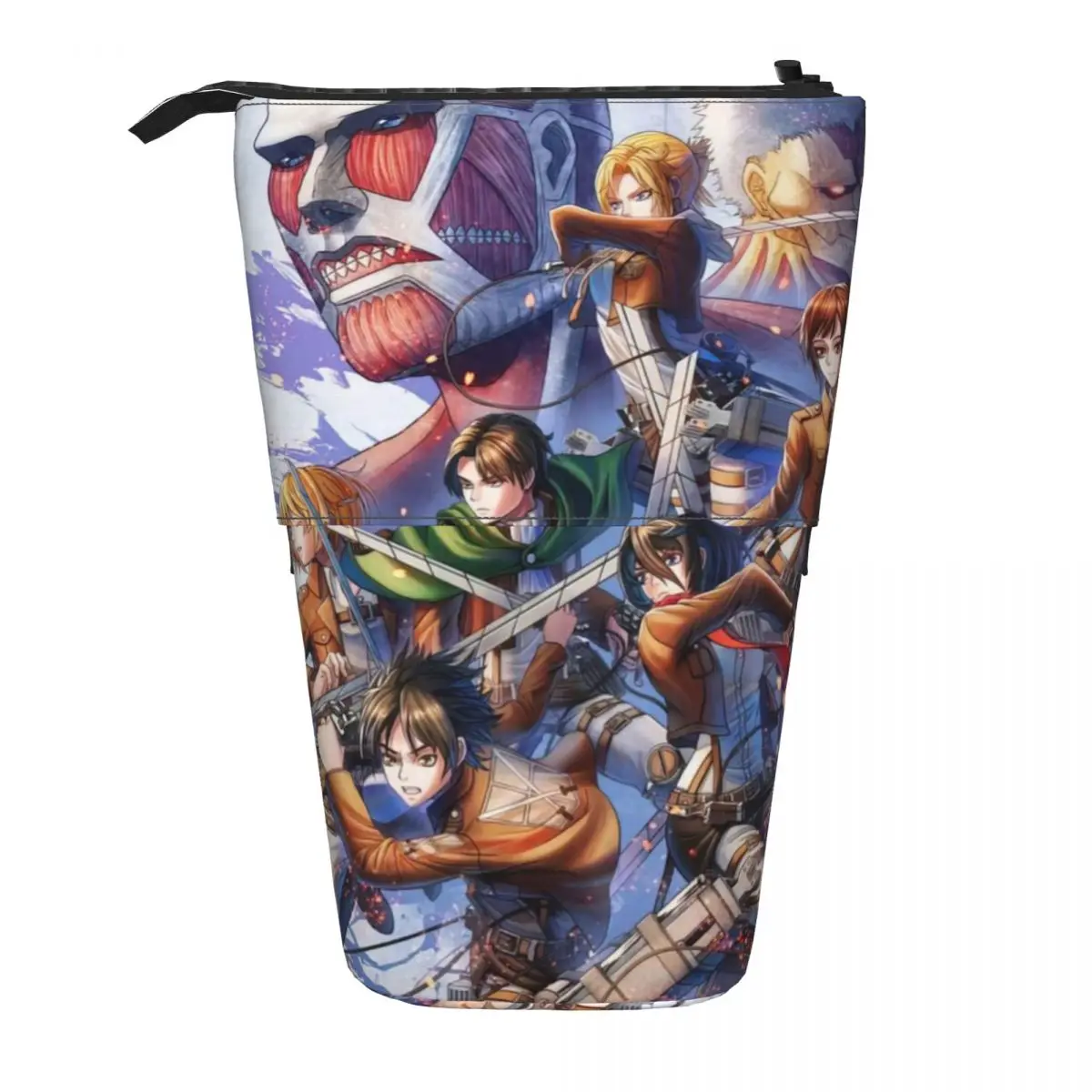 Attack On Titan Pen Box Student School Zipper Pen Bag Child Stationery Bag Pencase Vertical Retractable Pencil Case