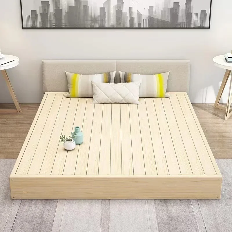 Solid wood tatami floor-to-ceiling ridge protection waist protection 1 meter hotel bed without backrest 1.2 Japanese-style moder