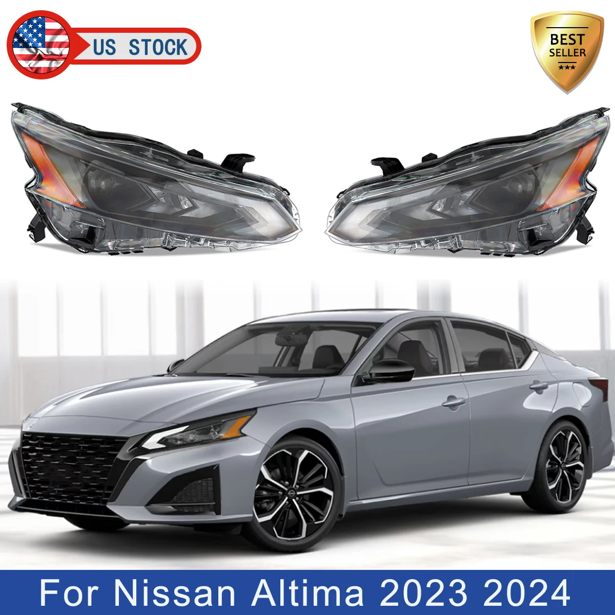 

Фара в сборе для Nissan Altima 2023 2024 2025, полностью светодиодная фара, левая + правая сторона пассажира для NI2503295 260109HF0C