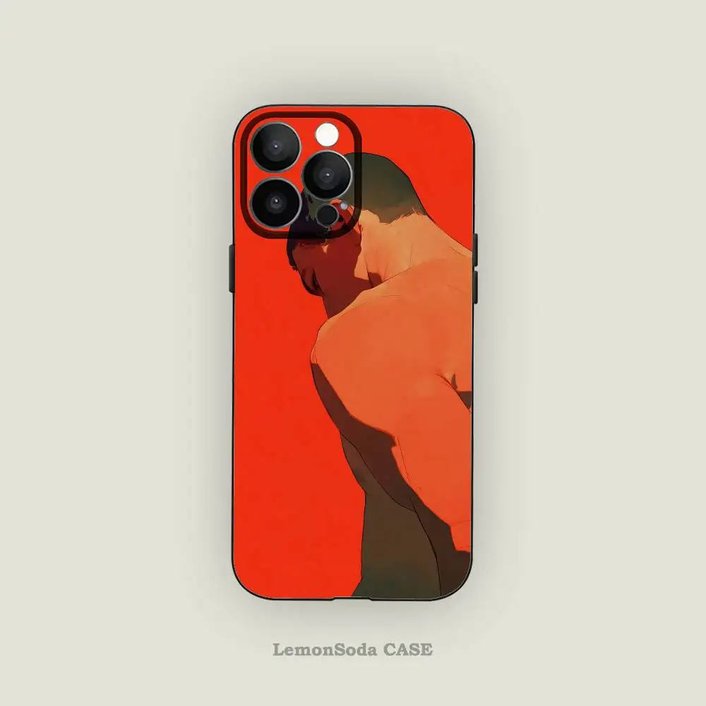 

Minimalist Male Red Green Phone Case Black Silicone Matte Phone Case For Iphone 17 Air 16 15 14 13 12 11 Pro Max TPU Soft Case
