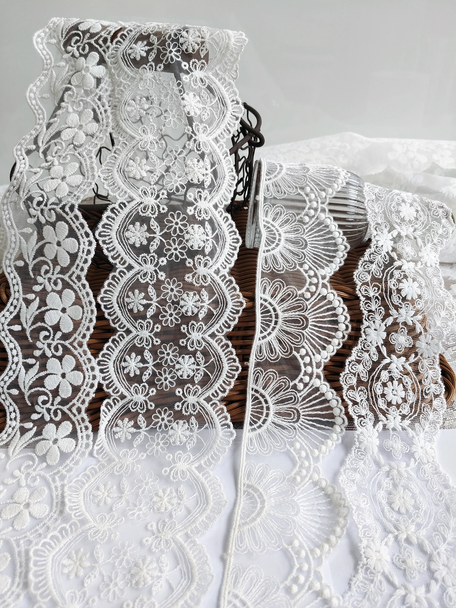 

High Quality Embroidery Polyester + Cotton Lace Trims Edge Fabric American Flowers DIY Handmade Decorative Material Accesorios