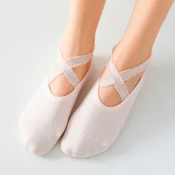 Pilates Socks Backless Breathable Bandage Lace Yoga Socks Professional Silicone Non-slip Cotton Indoor Workout Gym Sports Socks
