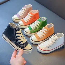 Kids Canvas Shoes for Girls Baby Boys Candy Color High Top Shoes Chunky Sneakers Toddler Girl Zapatillas De Deporte 14-22.5cm