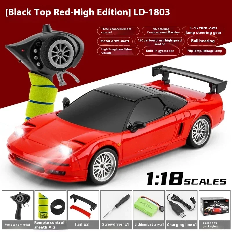 New Ld1803 Remote Control Car 1:182.4g Nsx Drift Remote Control Car Screw Instrument Version With Flip Light Remote Control Toys