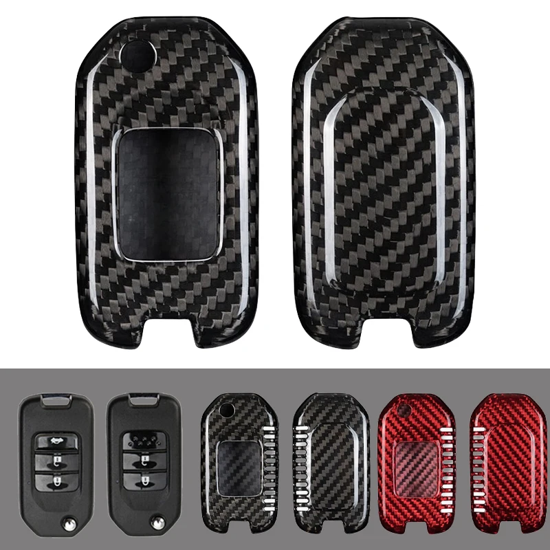 Carbon Fiber Car Remote Smart Key Fob Case Cover Holder For Honda Accord Civic HRV CRV Odyssey Fit Jazz City Civic HRV XRV Vezel