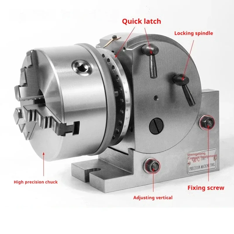 หัวทําดัชนีสากล 6 นิ้วสําหรับเครื่องกัดหัวแบ่ง 160 มม. 3 ขากรรไกร Chuck แกนหมุน Cnc พร้อม Cnc Tailstock