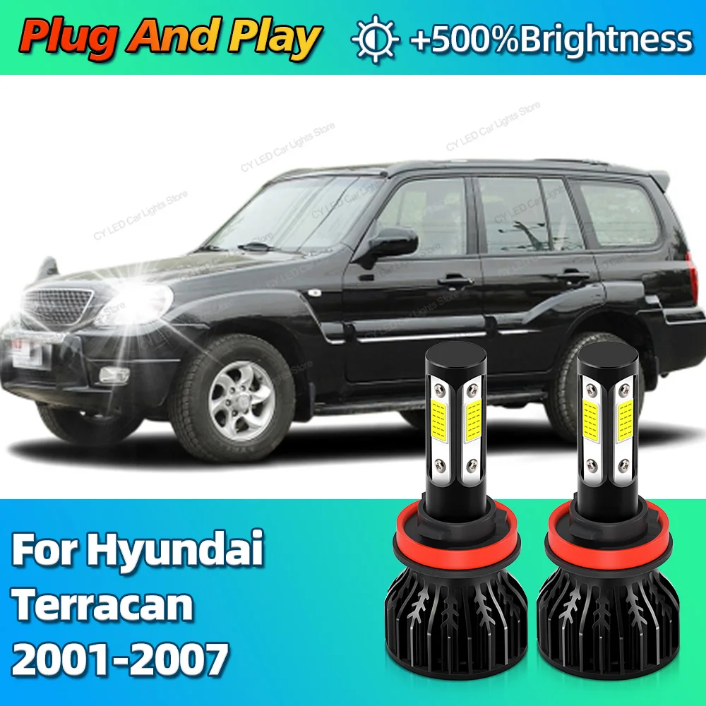 2Pcs Turbo 30000Lm Car Headlight LED Bulbs CANBUS Lights H11 For Hyundai Terracan 2001 2002 2003 2004 2005 2006 2007