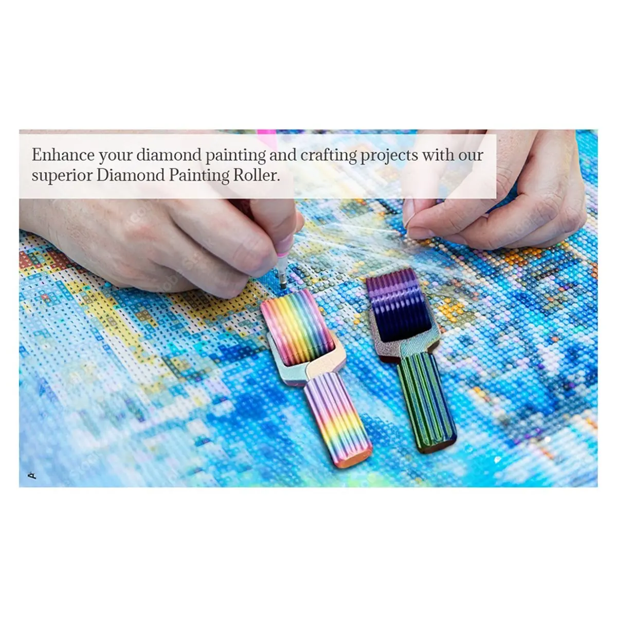 Rolo - Ferramenta de alisamento eficiente para artesanato, rolo com 10 cristas na cor do arco-íris