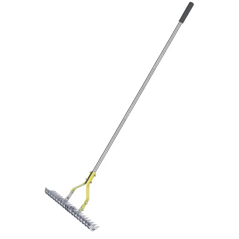 chch-stainless-steel-adjustable-handle-thatch-rake-dethatcher-15-inch-wide-lawn-garden-tool