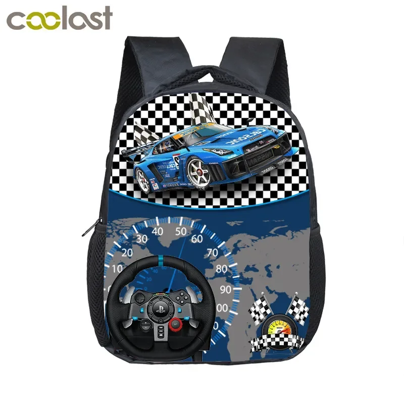 12 inch Kids Racing Car Small School Bags Child cartoon Backpacks Boys Girls Toddler Bags Children Bookbag Backpack Schoolbags