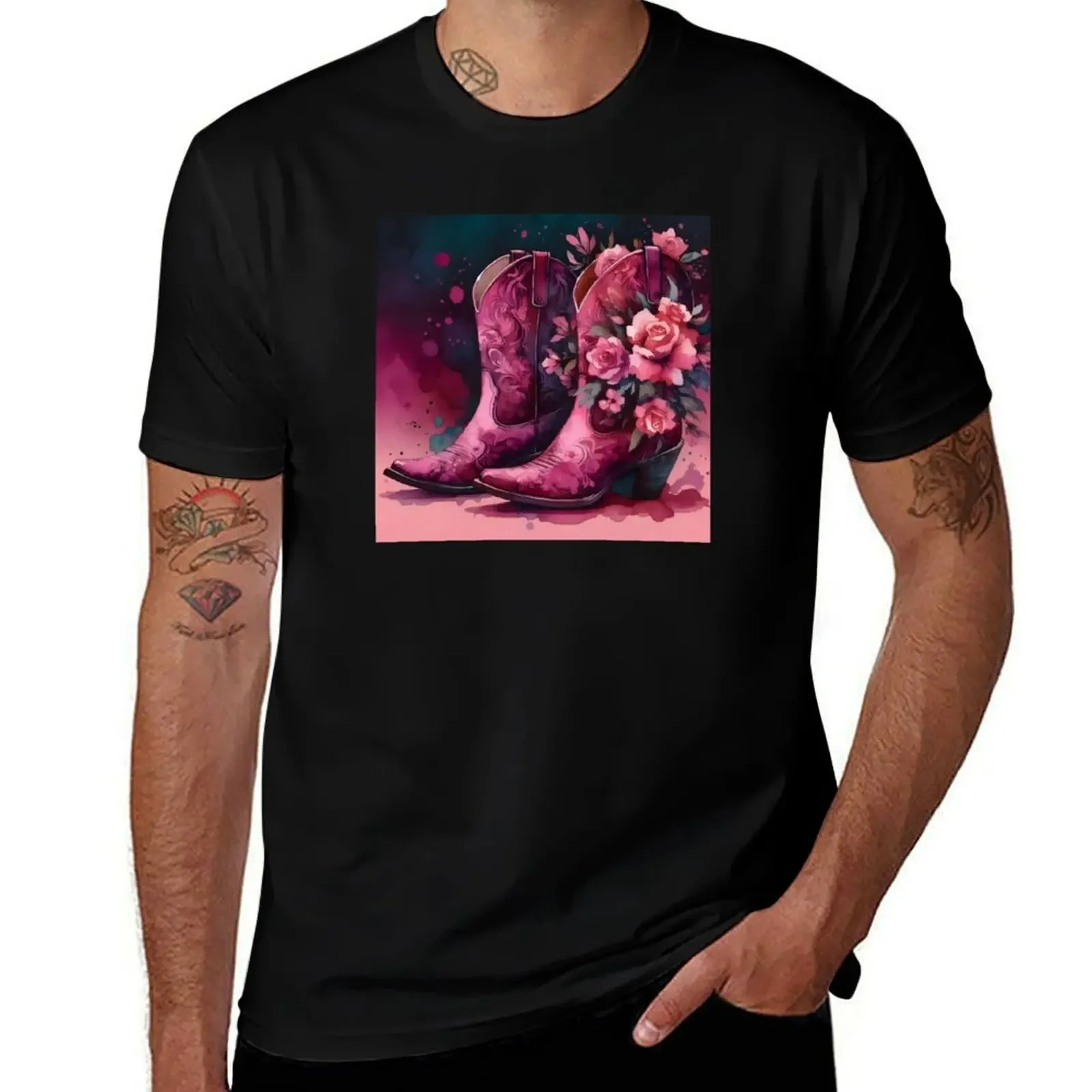 

Pink Cowboy Boots T-Shirt anime t shirts Man t-shirt oversize t-shirts man summer 2025 mens vintage t shirts