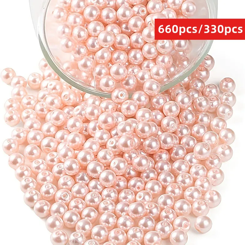 660 piezas/330 piezas 6/8 mm Han rosa; cuentas acrílicas; cuentas espaciadoras; Pulseras, collares, Material de joyería Pulsera Collar DIY