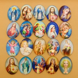 Onebeading13x18mm 18x25mm 30x40mm Oval Pattern Glass Cabochons Flatback Photo Faith Our Lady Angels Christ DIY Making Accessorie