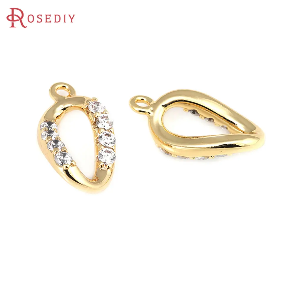 

4PCS 18K Gold Color Brass and Zircon Irregular Oval Charms Pendants Diy Jewelry Making Necklace Earrings Accessories for Women