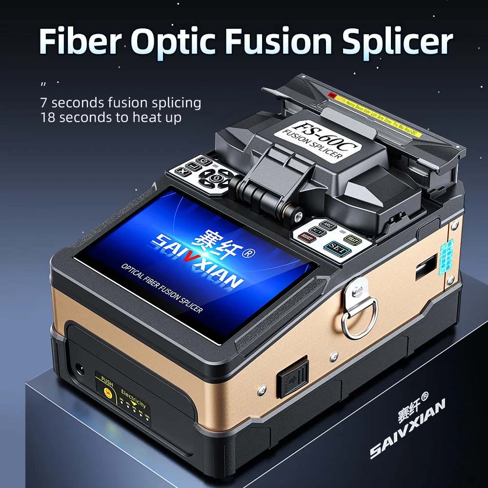 Fiber Fusion Splicer FS-60C Fiber Melting Machine High Precision Hot Melting Machine Automatic Melting Fiber Cable Leather Wire