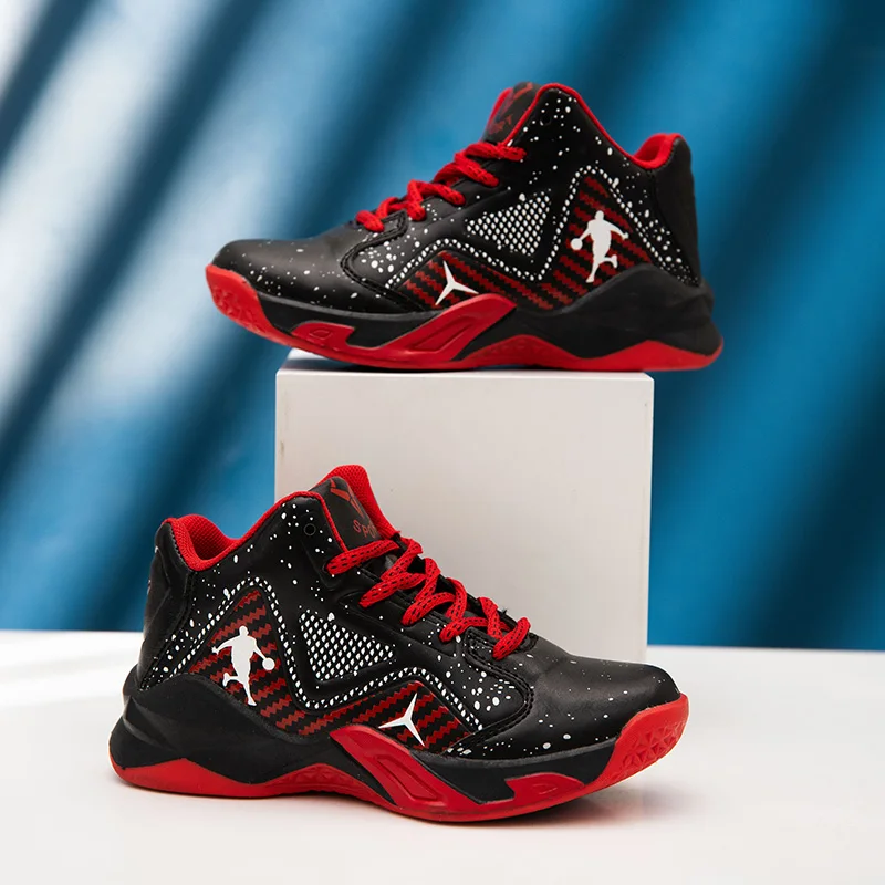 

Red Basketball Shoes Kids Trainers Leather Basketball Sneakers Boys Outdoor Anti-Slip Training Shoes For Youth tenis infantil