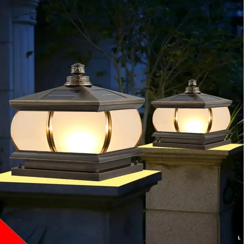 

Полностью медный настенный налобный фонарь в китайском стиле, новый настенный светильник для сельской двери, уличные ворота, супер яркий светильник на столбе во дворе