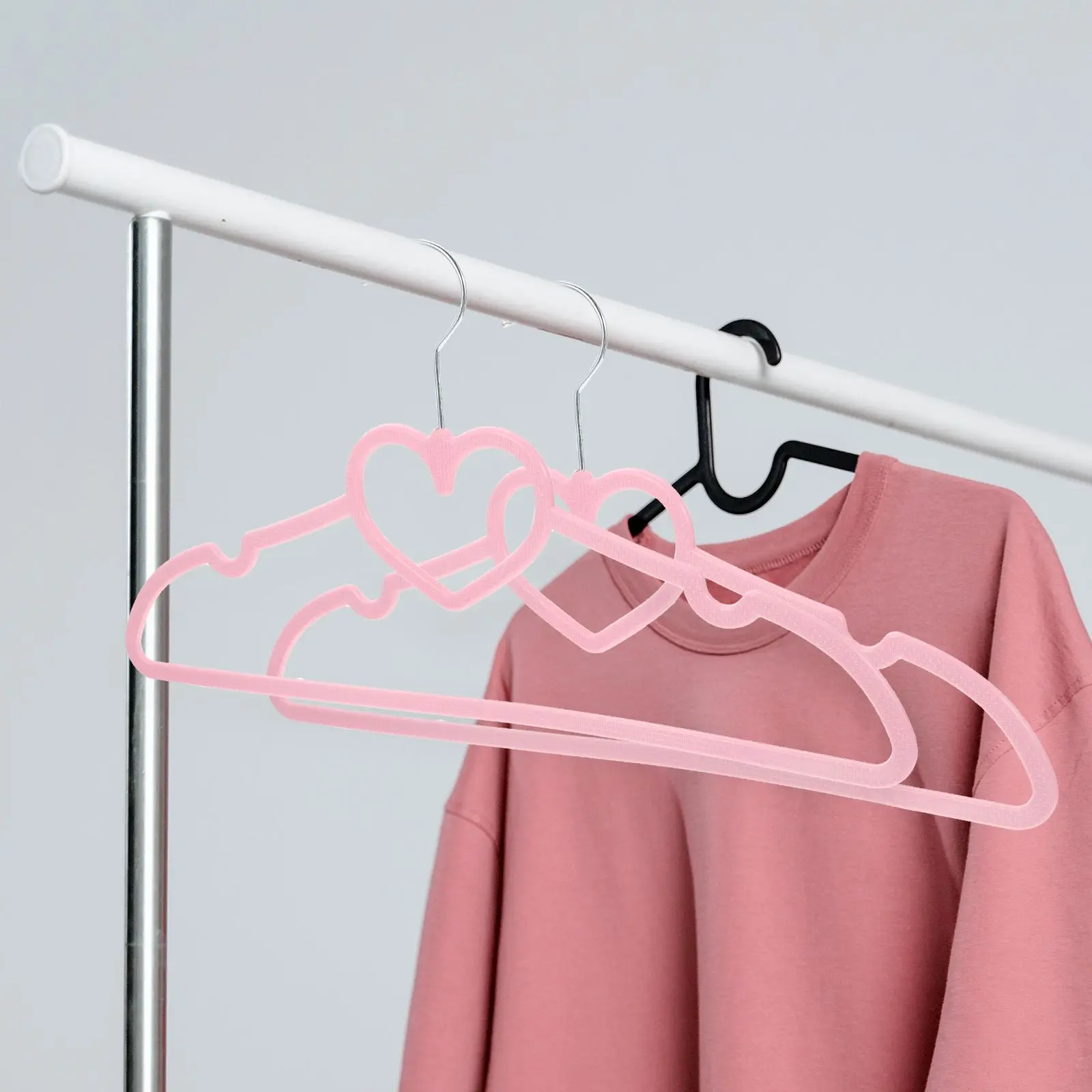 10 Pcs Love Clothes Hanger Heart Shape Plastic Coat Rack Non Slip Hangers Simple Design Portable Garment Hanger Practical
