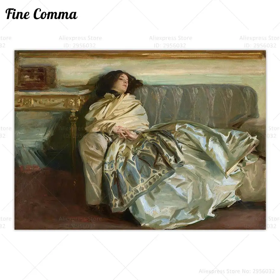 Nonchaloir Repose John Singer Sargent Decadent Girl Vintage Poster Antique Wall Art Canvas Print Oil Painting Repro Home Decor
