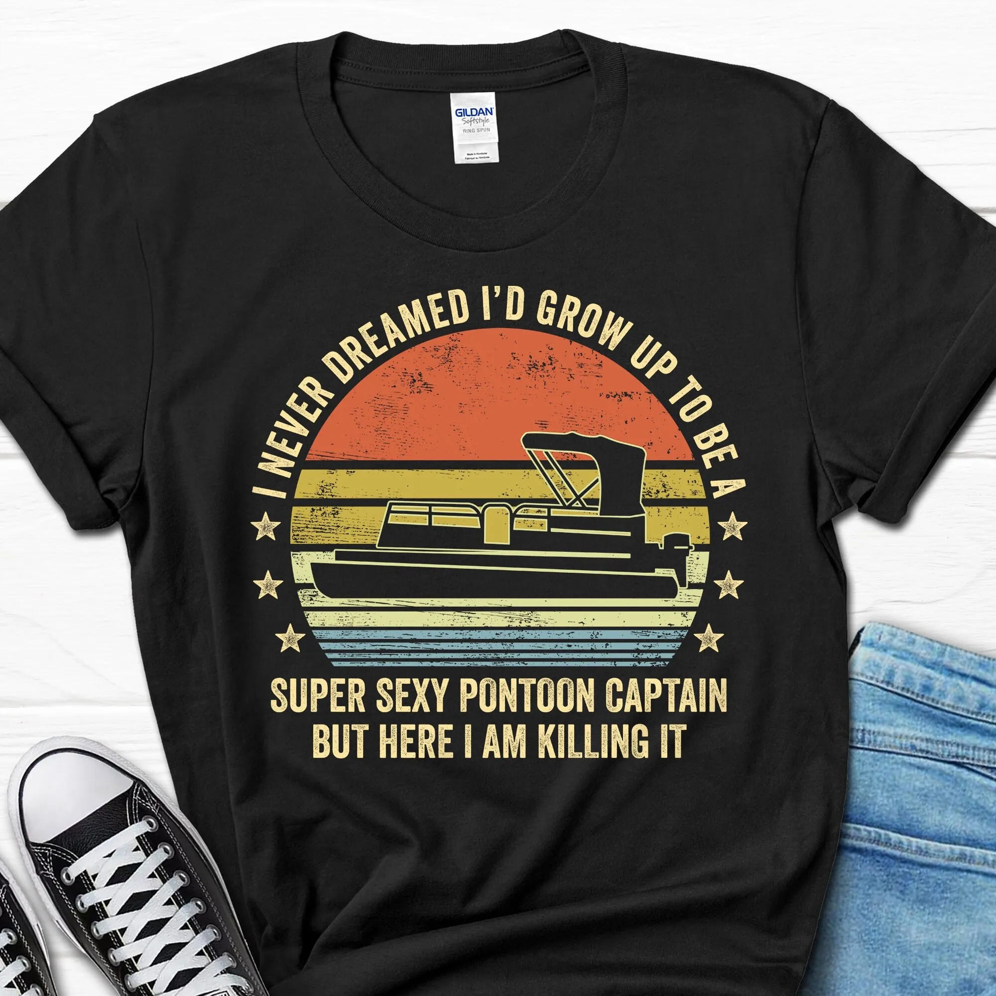 Dad Sailing Lover Men's T Shirt Boating For Him Pontoon Owner Men Father's Day From Wife Husband Funny Boat s