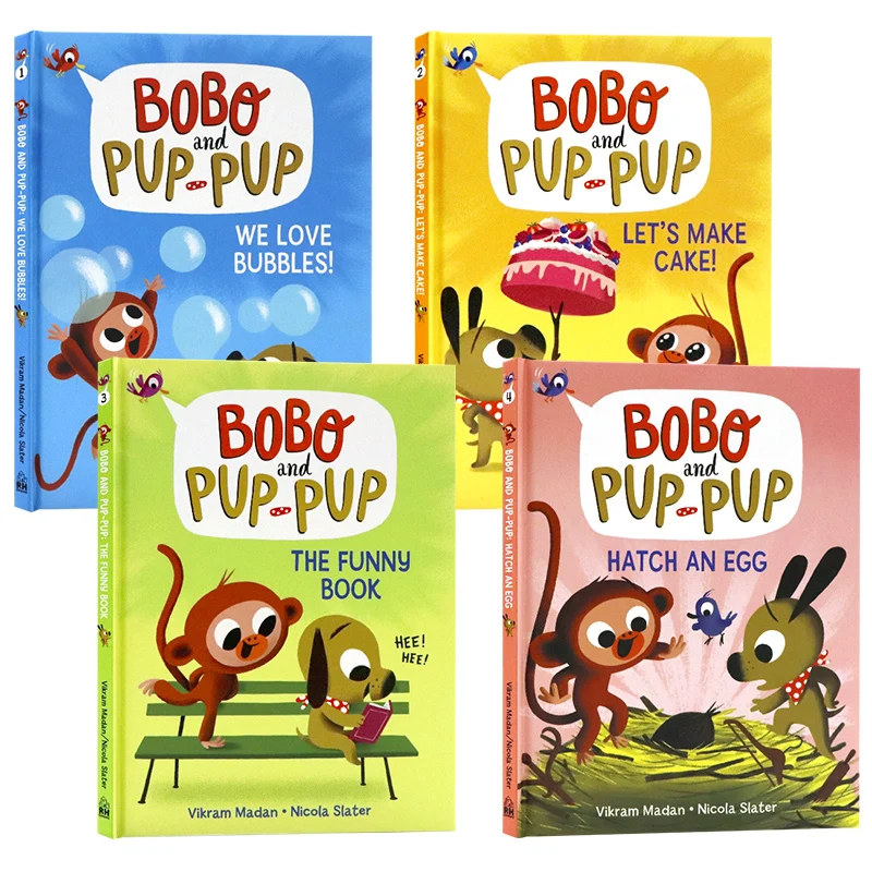 

Bobo and Pup-Pup 1 2 3 4, Children's books aged 5 6 7 8 English book, Picture Books Hardcover HJ-040