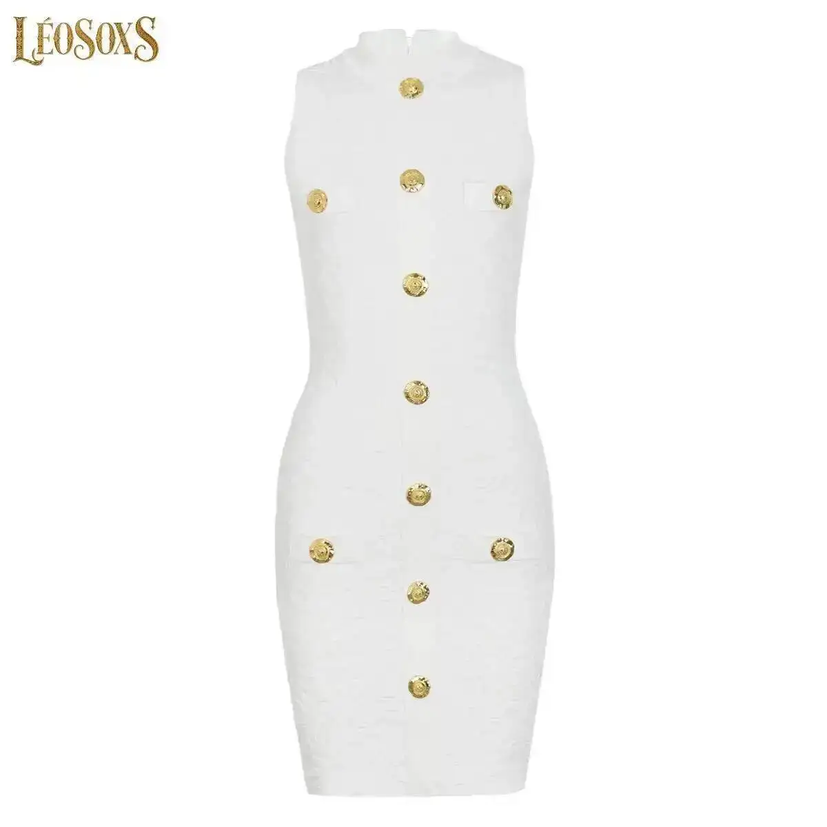 LEOSOXS High Quality Summer New Style Trendy And Fashionable Stretch Knitted Heavy Duty Relief Texture Sleeveless Women's Dress