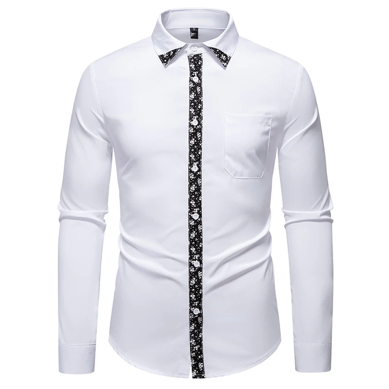 Luxurious Simple Printed Shirt Men's Long-sleeved Slim Casual Shirt High Quality Fashion Advanced Korean Men's Clothing