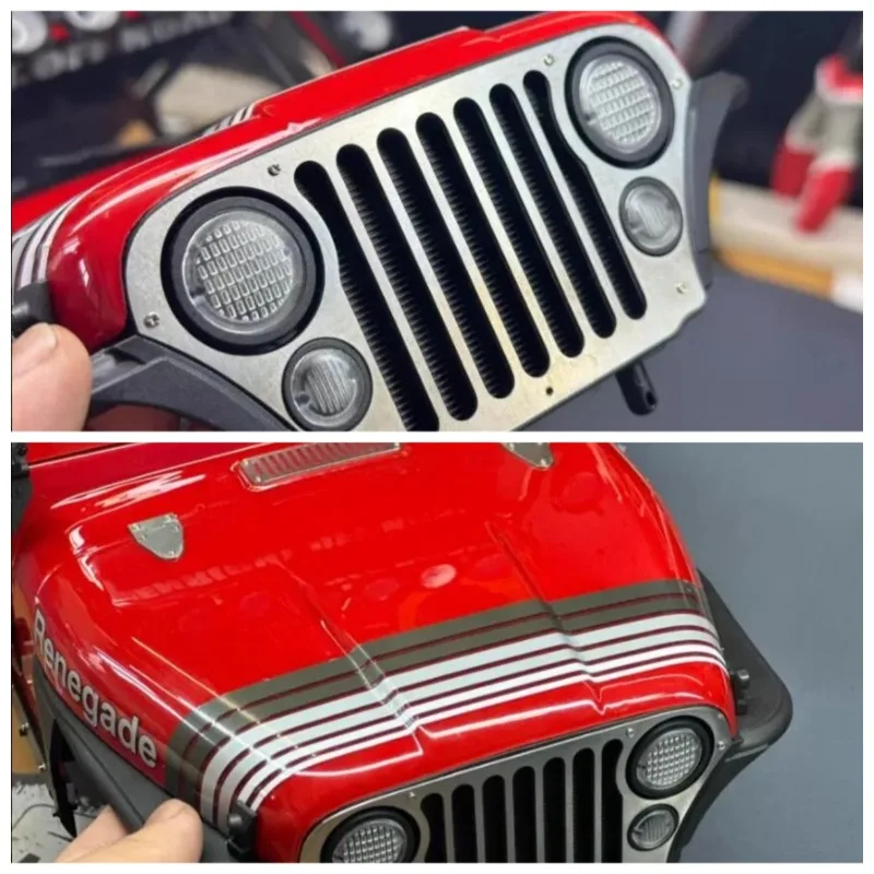 Realistic Interior Metal Front Grille Wooden Decorative Floor Panel for AXIAL SCX10 III Jeep CJ-7 1/10 RC Crawler Scale Mod Part