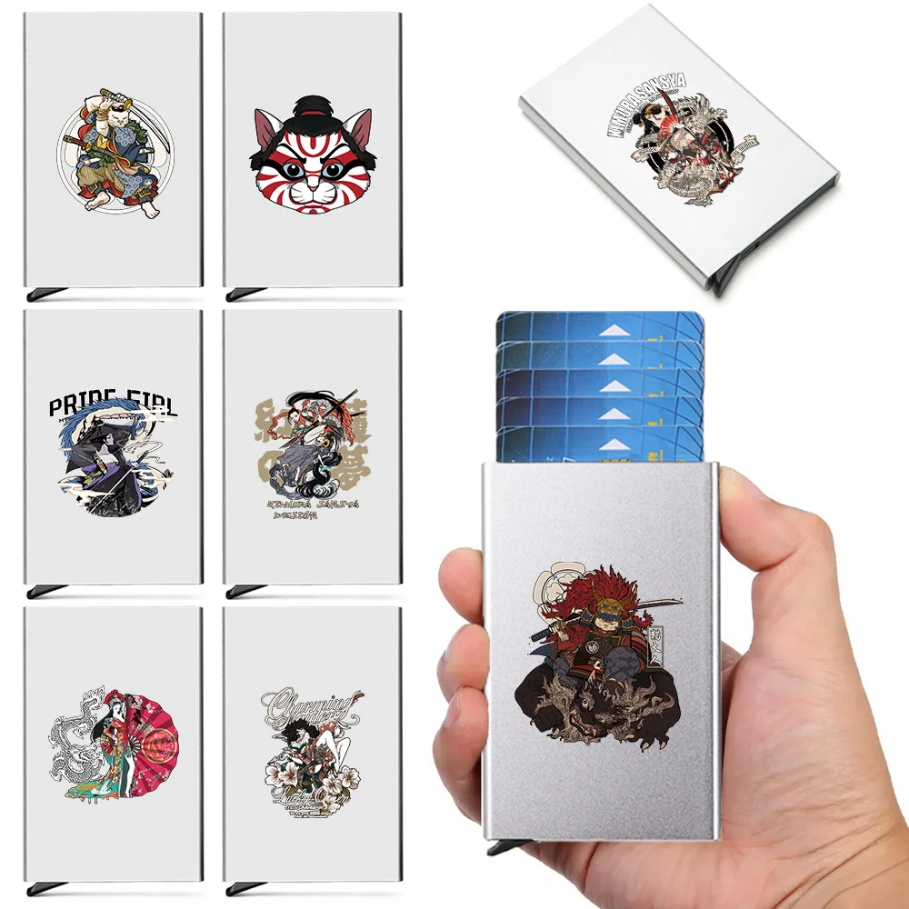 RFID Blocking Aluminum Metal Men Women Slim Wallet Money Bag Anti-scan Credit Card Holder Thin Case Wallet Samurai Pattern