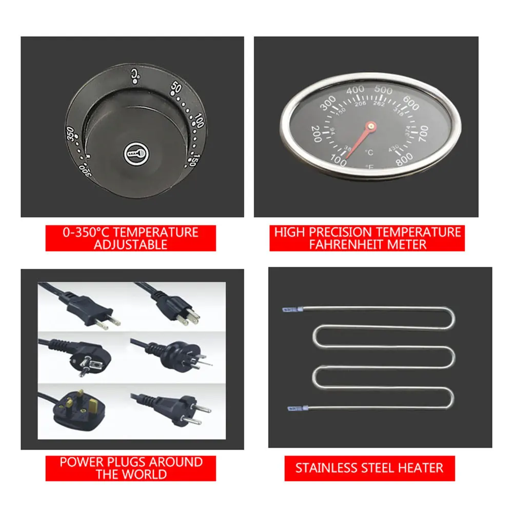 Horno de Pizza eléctrico de 2000W, horno de Pizza con calefacción eléctrica portátil de escritorio, horno comercial de Pizza de acero inoxidable, horno de pizza