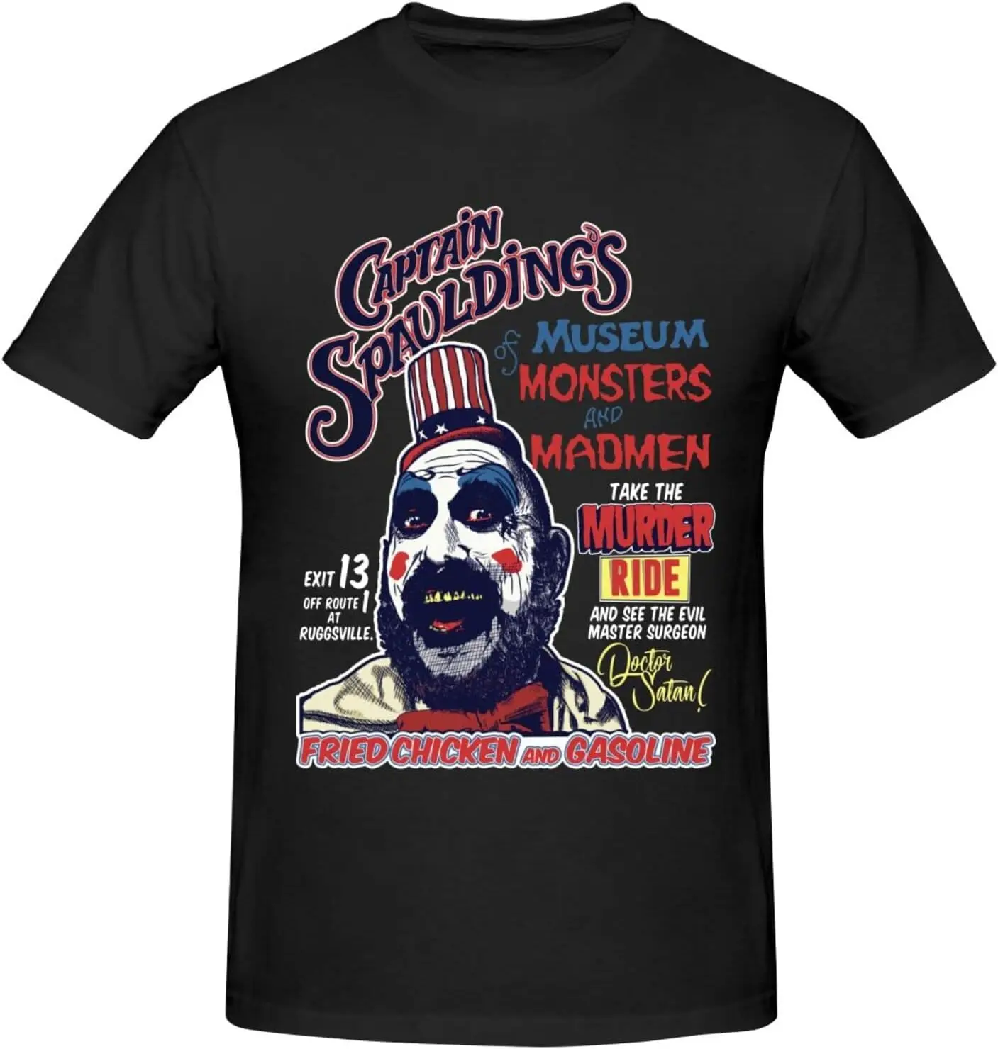 Captain Spaulding's Museum of Monsters Men's Funny T-Shirt for Men, Sarcasm Tee Tops, Short Sleeve Black