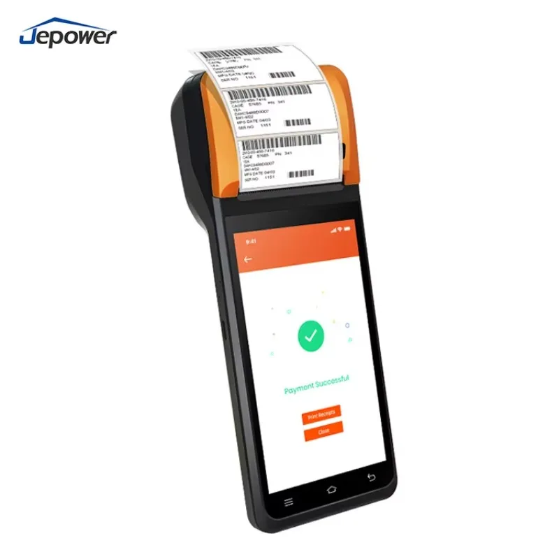 Jepower Android12 Handheld POS Hardware 1D/2D Scanner 58mm Printer 3GB+64GB Memory Touch Screen NFC Card Built-in GPS 5MP Camera
