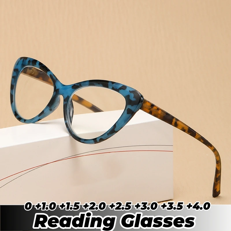 

2024 Trendy Retro Reading Glasses New Fashionable Cat Eye Presbyopia Glasses Blue Light Blocking Eye Protection Eyewear