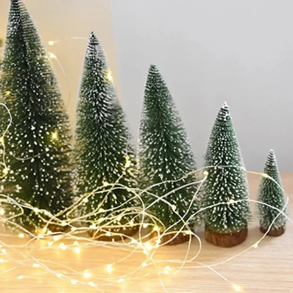 Mini Pine Christmas Tree Artificial Tabletop Decorations Festival Plastic Miniature Trees 2025 New Year Decorations for Xmas