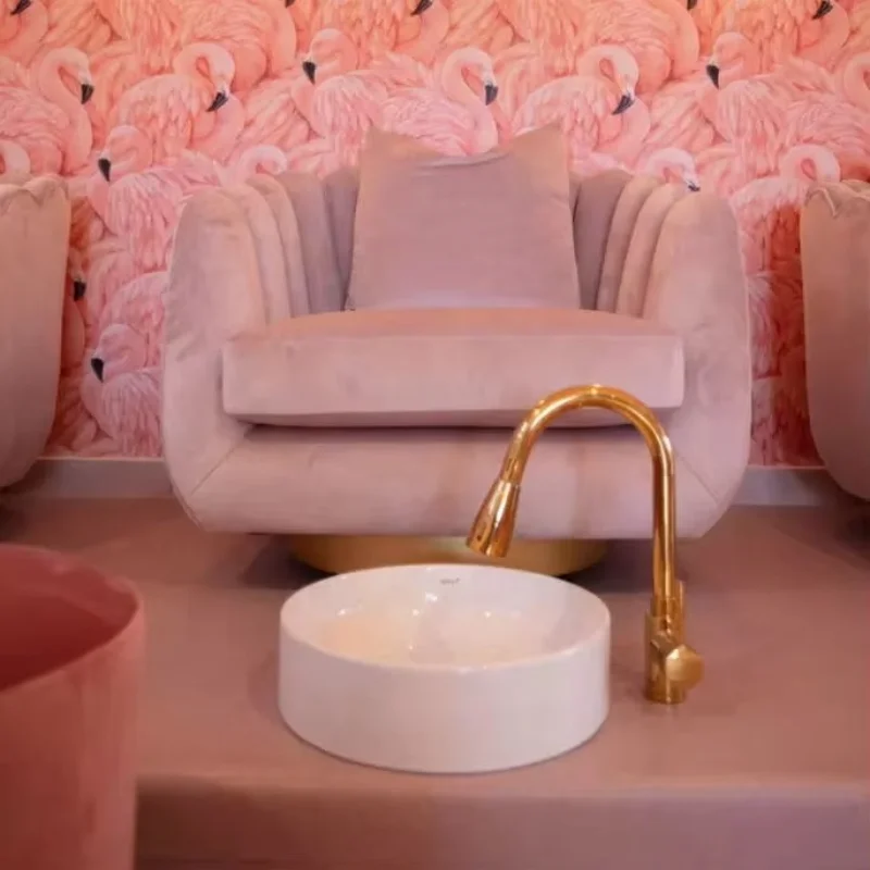 

Hot Sale Nail Salon Pink Furniture Set Foot Spa Pedicure Station Beauty High Quality Massage Manicure Pedicure Chair