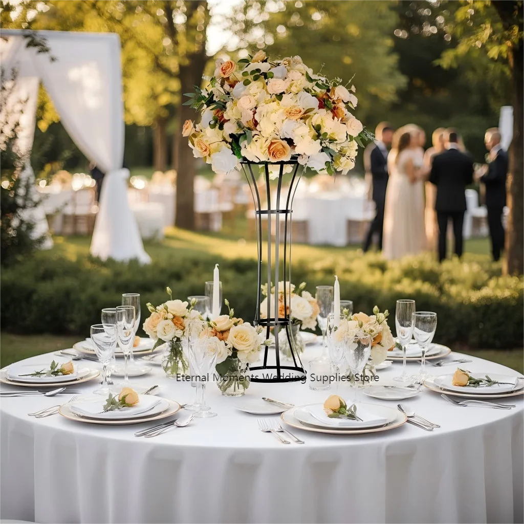 

Wedding Flower Stand Tower Gold Black, Elegant Arch Aisle Ceremony Decoration, Romantic Table Centerpiece for Home Party Venue