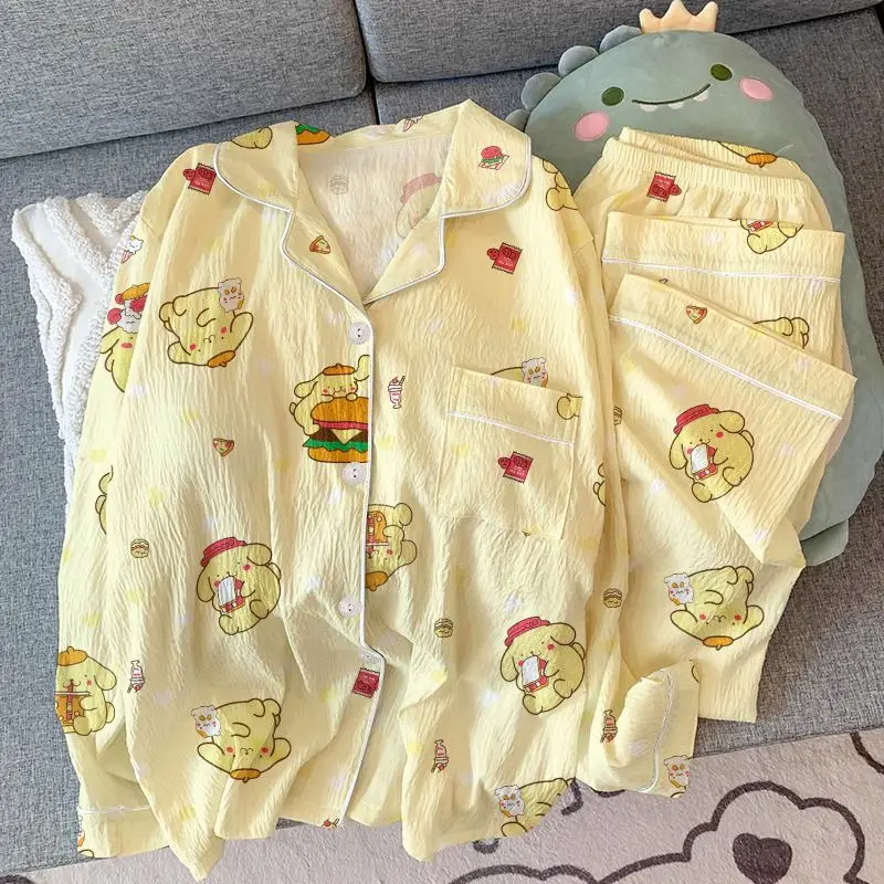 

Cartoon My Melody Pompom Purins Pajamas Sanrios Anime Hello Kittys Women's Sleepwear Cute Student Summer Comfort Home Clothes