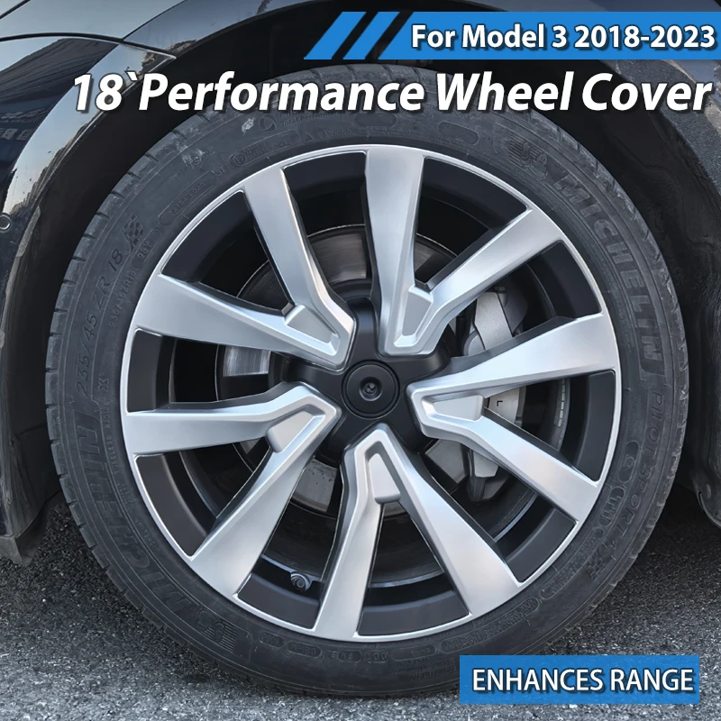 

4PCS HubCaps for Tesla Model 3 Wheel Cover 18 Inch Replacement Automobile Hub cap Full Rim Wheel Cap Car Accessories 2019-2023