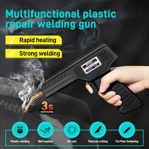 Imagen 2 del producto Soldador de plástico de 50W, Kit de reparación de plástico con grapadora caliente de 1000-200 Uds., soldador de parachoques de plástico 2 en 1 para reparación de grietas de parachoques de coche