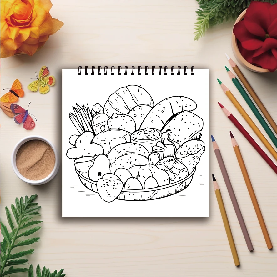 Libro da colorare - 8,27 x 8,27 pollici 32 pagine di delizioso libro da colorare con cibo - regalo ideale per la famiglia o gli amici