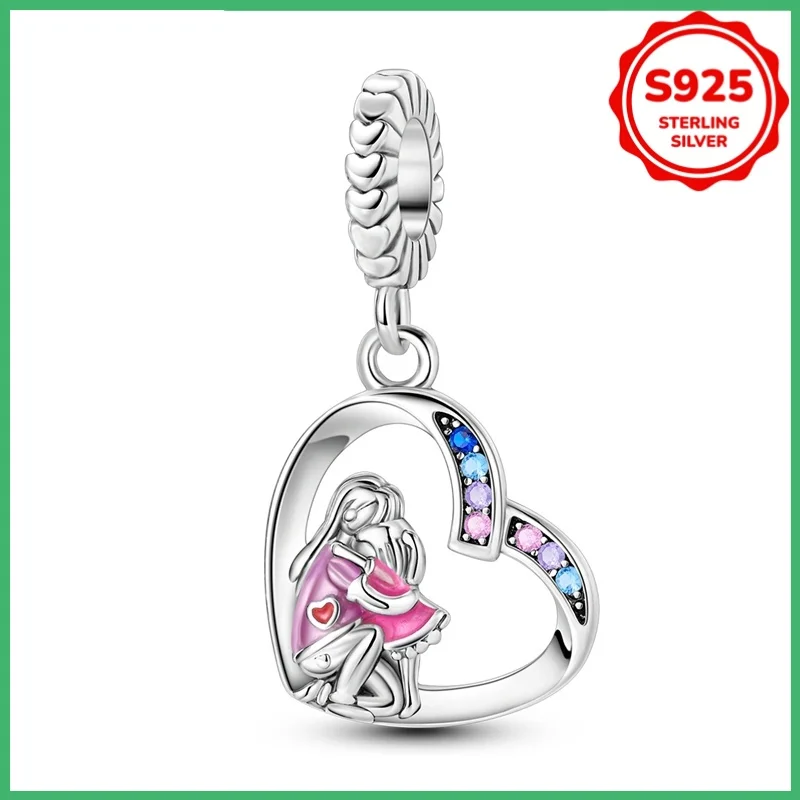 

925 sterling silver original best friend mother daughter charm beads suitable for DIY bracelets necklaces, birthday jewelry gift