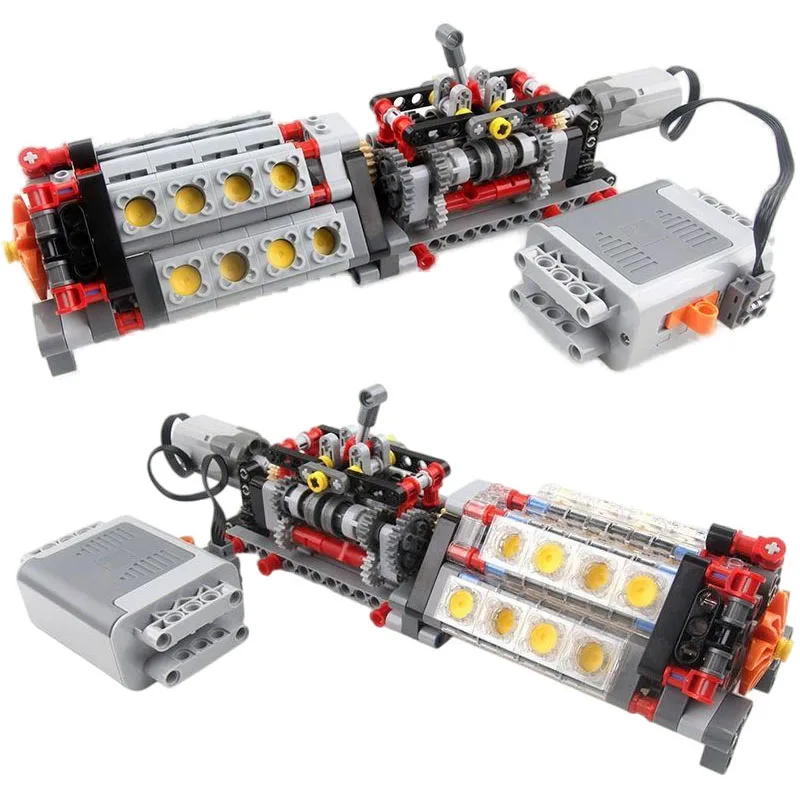 

NEW DIY Mechanical Group V16 Cylinder Engine matched 6 Speed Gearbox MOC Building Blocks Parts Pack Model Education Toys Gifts